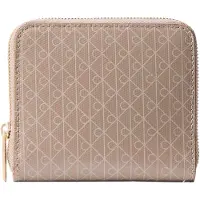 Calvin Klein Carteiras 'Coated Emblem Print Zip-around' bege / preto