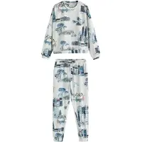 Next Pijama creme / navy / azul claro / brocado