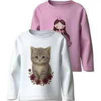 Name it Camisola 'NMFVOTEA' castanho / cor-de-rosa / magenta / branco