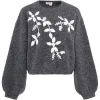 IZIA Pullover cinzento escuro / branco
