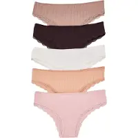 Trendyol Cueca mocha / castanho escuro / coral / cor-de-rosa / branco
