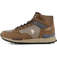 U.s. polo assn. US POLO ASSN. Botas com atacadores 'Aron' castanho de castanha / brocado / cinzento / branco