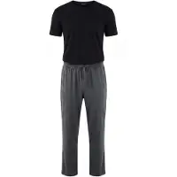 Trendyol Pijama comprido cinzento escuro / preto
