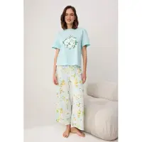 Trendyol Pijama azul pastel / azul claro / amarelo / verde