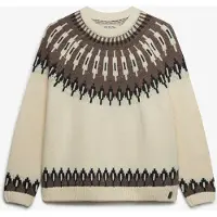 Superdry para mulher. W6110760A Jersey Fairisle Gola Redonda bege (S), Casual, Lã, Manga comprida