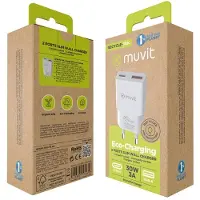 Muvit For Change Carregador De Parede Fino 1 Qc 3.0 18w+usb C Usb-c 30w