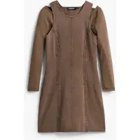 Desigual , Vestido combinado de ganga, AlgodÃO, Marrom, L