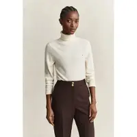 Gant para mulher. 4802419 Camisola de gola alta bege (M), Casual, Lã, Clássico, Manga comprida