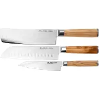 Eden Sugoi Olive conjunto de 3 facas, santoku, nakiri e faca universal
