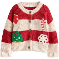 Next Pullover bege mosqueado / verde / vermelho / branco