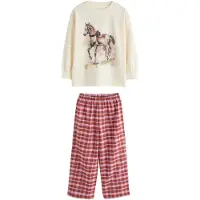 Next Pijama ecru / castanho escuro / cor-de-rosa / vermelho escuro