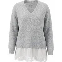 Anna field Pullover cinzento claro / branco