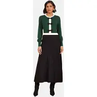Love & roses Vestido de malha verde escuro / preto / branco