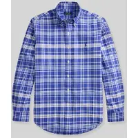 Ralph Lauren para homem. 710B22598001 Camisa oxford de xadrez Custom Fit azul (XXL), Casual, Algodão, Manga comprida