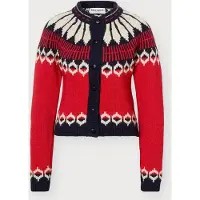 Lollys Laundry Casaco de malha 'Clare' creme / azul escuro / vermelho vivo