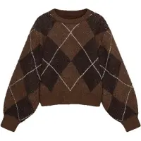 Vero moda Pullover 'VMDARLA' castanho / chocolate / branco