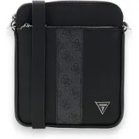 GUESS para homem. HMSYSYP6459 Bolsa crossbody plana Sydney preta (OSFA), Preto, Casual, Poliuretano