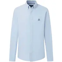 Hackett London para homem. HM3010910 Camisa Heritage Ess Solid Ox azul (XL), Casual, Algodão, Manga comprida