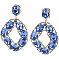 Addicted Brincos 'Vega Dangle Earrings With Blue Crystals Plated In Gold' azure / ouro
