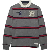 Superdry para homem. M1110483A Polo rugby Double Emblem Stripe cinza (M), Casual, Algodão, Manga comprida