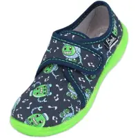 Beck Pantufa 'Robots' navy / azul claro / lima / branco