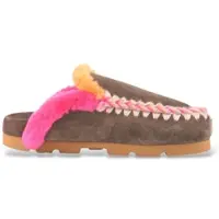 Mou para mulher. MU.FW431005A Mules de camurça Winter Bio Overstitching marrom (39), Plano, Serraje, Nenhum, Casual
