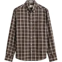 Gant para homem. 3262020 Camisa axadrezada castanha (S), Marrom, Casual, Clássico, Manga comprida, Lyocell, Taupe