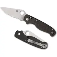 Spyderco Navalha ButtonUp Carbon Fiber, faca serrilhada