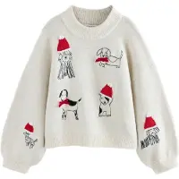 Next Pullover ecru / vermelho / preto / branco
