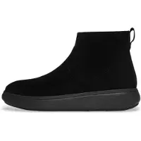 FitFlop para mulher. E35-090 iQ-COMFF BOTAS DE CANO CURTO DE CAMURÇA COM ZÍPER (36), Preto, Plano, Camurça, Zíper, Casual