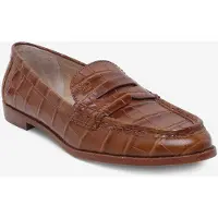 Ralph Lauren para mulher. 802962176006 Mocassins de Couro Wynnie castanho (36), Marrom, Plano, Nenhum, Casual