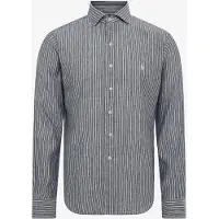 Ralph Lauren para homem. 710B16700008 Camisa de seersucker Custom Fit com riscas marinho (XXL), Casual, Algodão, Manga comprida