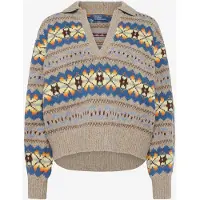 Ralph Lauren para mulher. 211B17766001 Suéter de lã com design Fair Isle marrom (M), Casual, Manga comprida