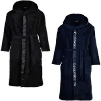 Emporio Armani Roupão comprido azul escuro / branco
