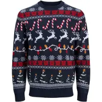 Jack & Jones Pullover 'JJXMAS SANTA' azul escuro / vermelho / branco