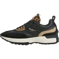 Pepe Jeans para mulher. PLS600067 Sapatilhas de pele Lucky Fierce pretas (36), Couro, Preto, 3 a 5cm, Cordão, Casual