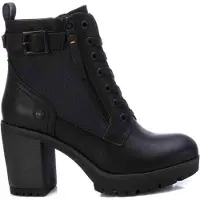 Refresh para mulher. 17123202-NEGRO Botins com fivela -Altura do salto 8cm- preto (37), 5 a 8cm, Cordão, Zíper, Casual, Imitação de couro