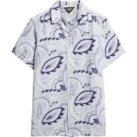 Superdry para homem. M4010810A Camisa de linho branca estampada (S), Branco, Casual, Manga curta