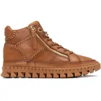 Carmela para mulher. 16270801-CAMEL Botins em pele 162708 castanho (36), Couro, Marrom, Plano, Zíper, Casual