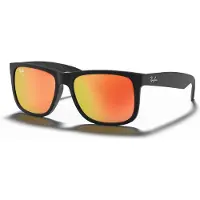Ray-Ban - Marcas - Justin Classic Matte Rubber Black Red Mirror para Unissexo - Nylon - Preto