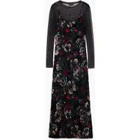 Desigual , Vestido 2 em 1 flocado, PoliÉSter, Preto, XL