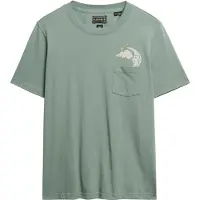 Superdry para mulher. W1011623A T-shirt verde descontraída de leituras psíquicas (XS), Casual, Manga curta, Algodão orgânico, Sustentável