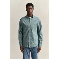 Gant para homem. 3000100 Camisa de popeline Regular Fit verde (XXL), Casual, Algodão, Clássico, Manga comprida