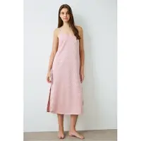Pentik Camisola de pijama 'Emma Nachtkleid mit Zebramuster und V-Ausschnitt aus Satin' rosé