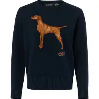 Ralph Lauren para mulher. 200P14120500 Camisola de algodão com cão em intarsia marinho (M), Casual