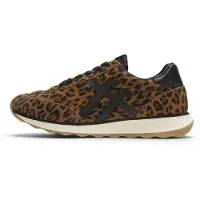 FitFlop para mulher. ADO-E76 Tênis de Couro Retro-Q marrom (39), Plano, Cordão, Casual, Animal print