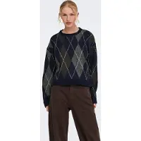 ONLY Pullover 'ONLRhombus' navy / cinzento / cinzento escuro / branco