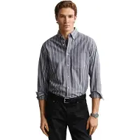 Gant para homem. 3262005 Camisa de popeline mesclada às riscas cinza (XXL), Casual, Algodão, Clássico, Manga comprida