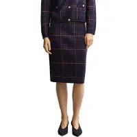 Gant para mulher. 4400283 Saia tubo xadrez marinho (M), Casual, Algodão, Clássico