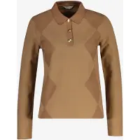 Gant para mulher. 4201610 Polo manga longa de losangos marrom (M), Casual, Algodão, Manga comprida